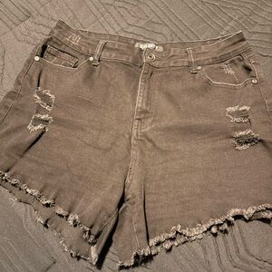 Blue Savvy Distressed Black Jean Shorts 17/33